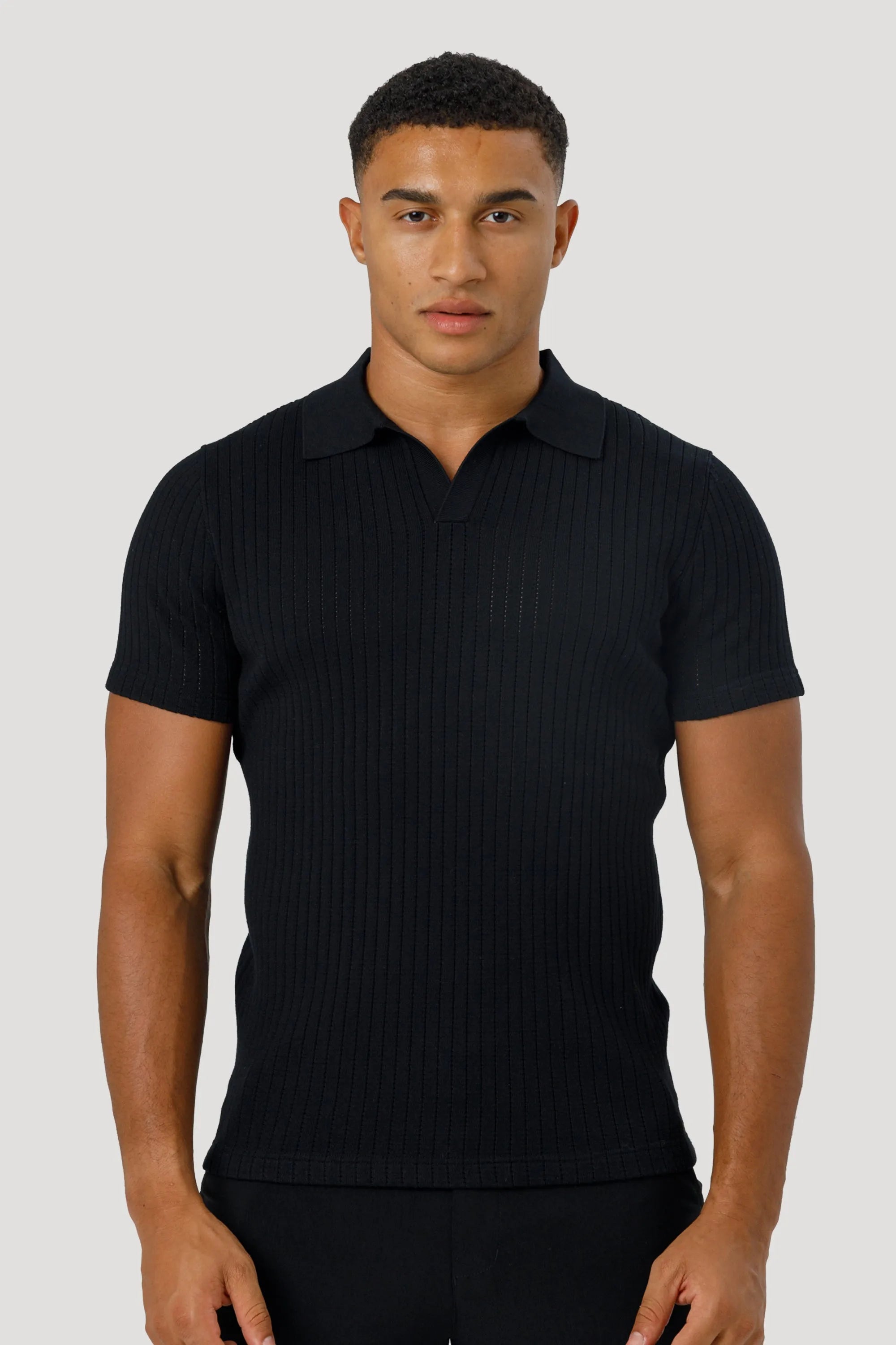 THE ALONSO SHORT SLEEVE POLO - BLACK - ICON. AMSTERDAM