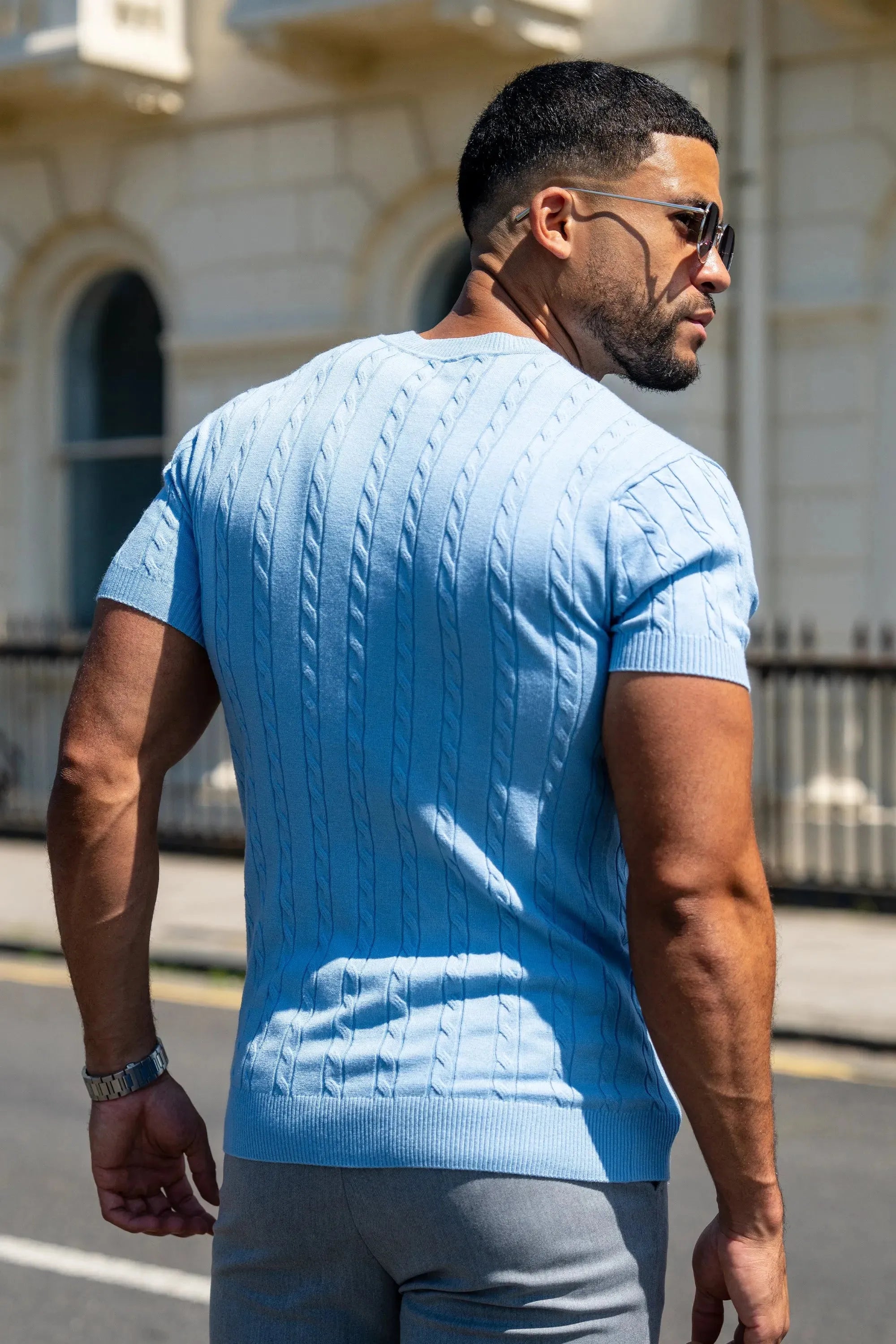 THE CABLE SHORT SLEEVE T-SHIRT - LIGHT BLUE - ICON. AMSTERDAM