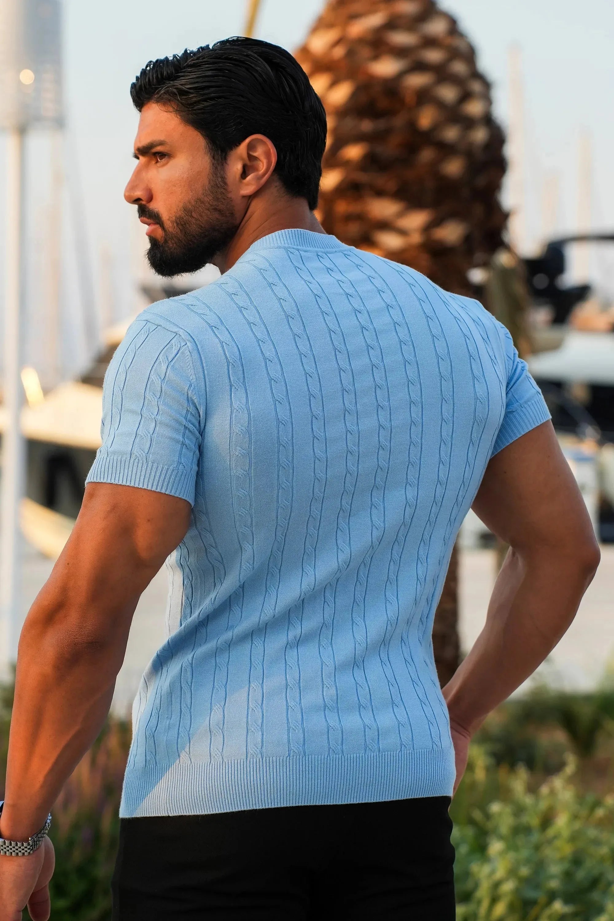 THE CABLE SHORT SLEEVE T-SHIRT - LIGHT BLUE - ICON. AMSTERDAM