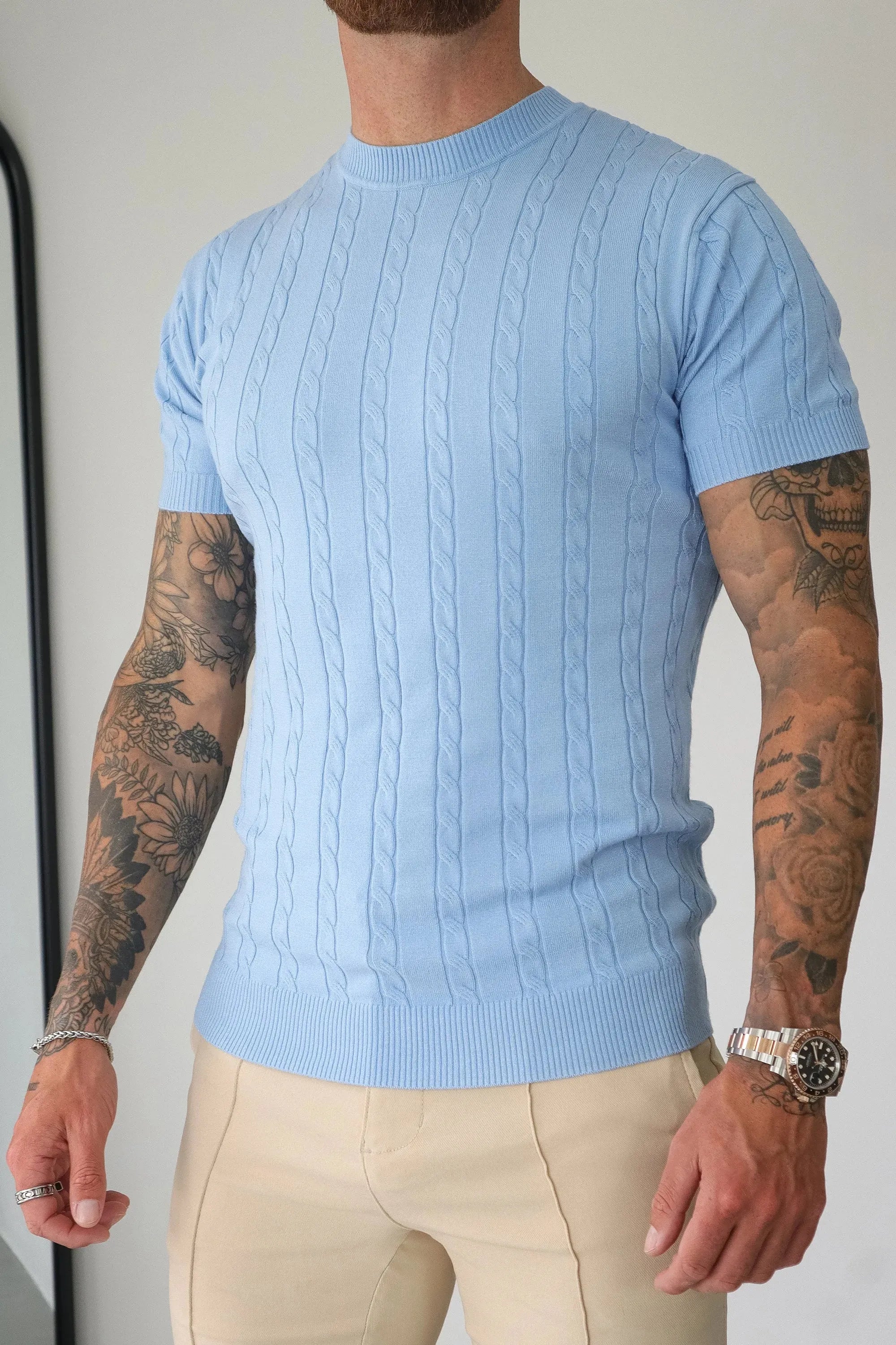 THE CABLE SHORT SLEEVE T-SHIRT - LIGHT BLUE - ICON. AMSTERDAM