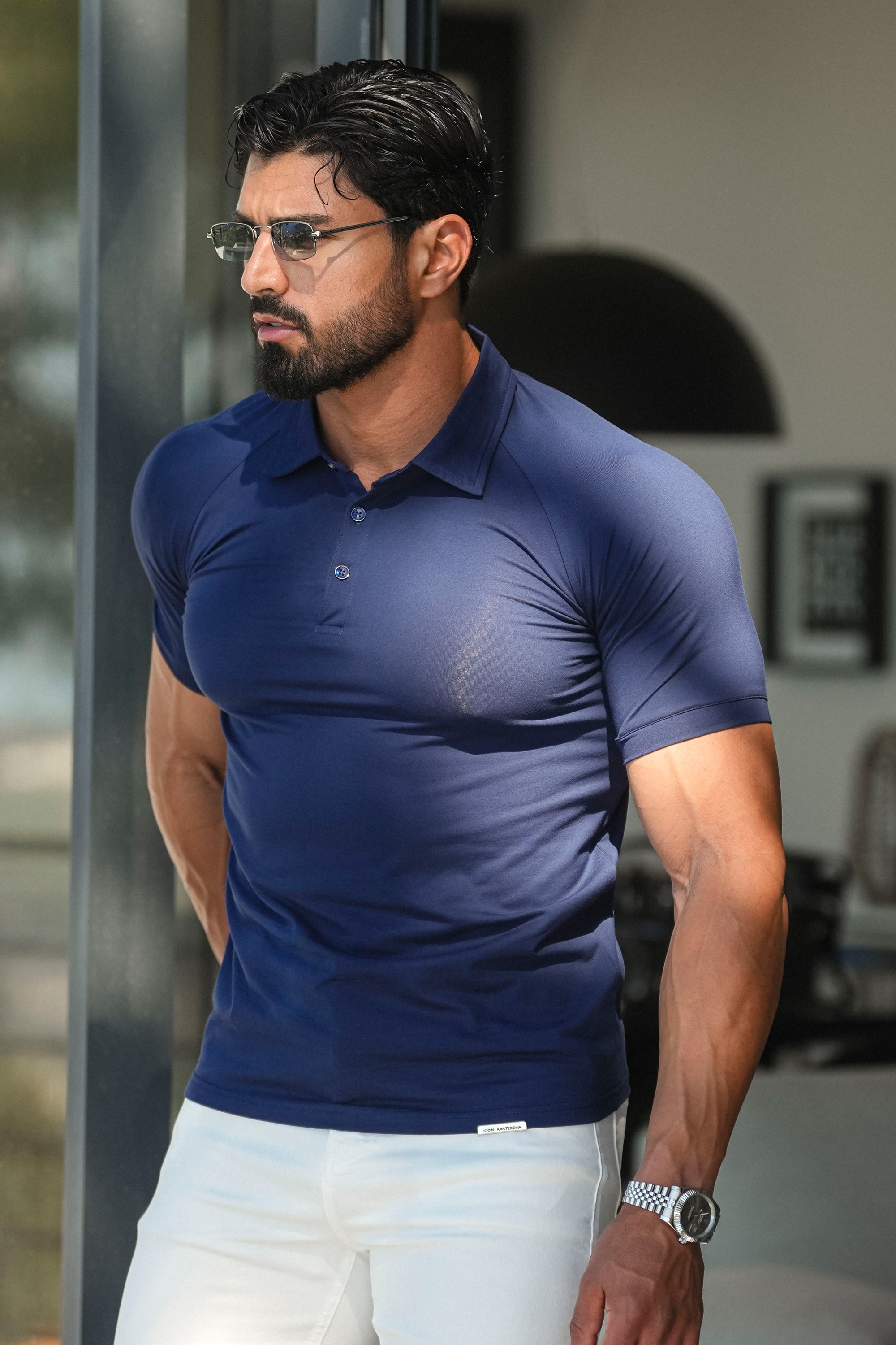 THE MUSCLE BUTTON POLO - AZUL OSCURO