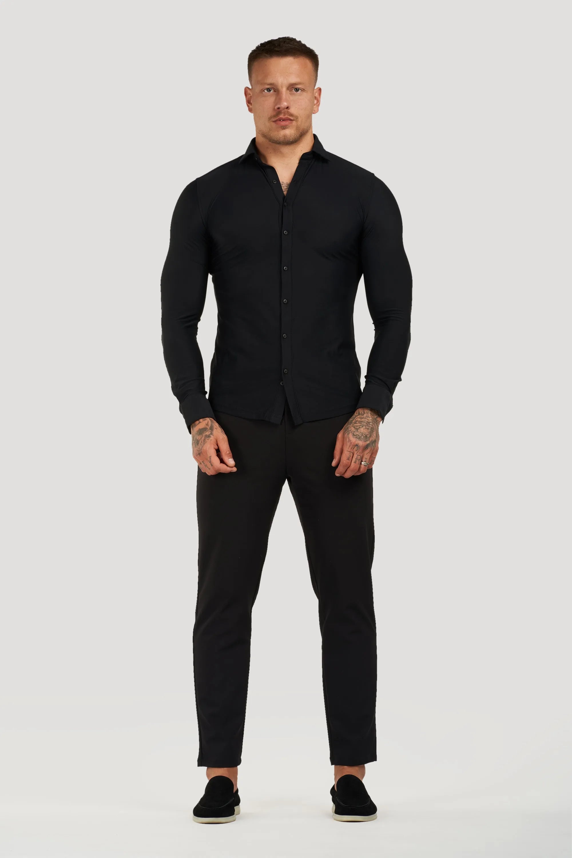 THE ATHLETIC STRETCH SHIRT - BLACK - ICON. AMSTERDAM