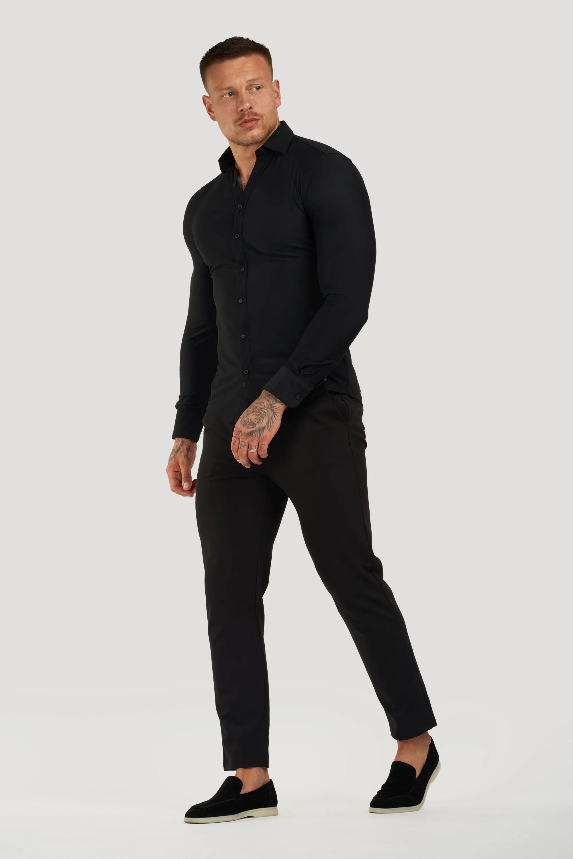 THE ATHLETIC STRETCH SHIRT - BLACK - ICON. AMSTERDAM