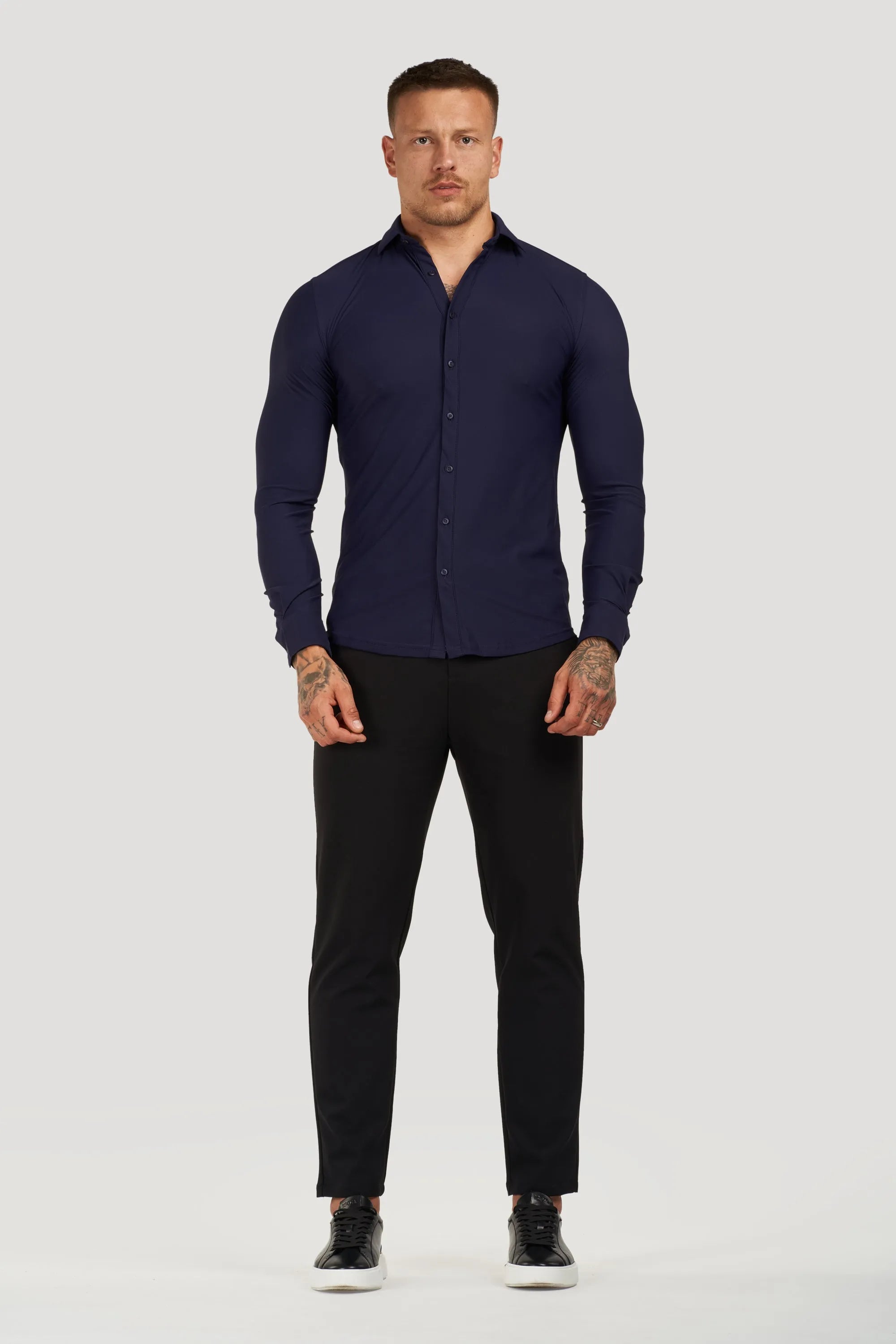 THE ATHLETIC STRETCH SHIRT - NAVY BLUE - ICON. AMSTERDAM