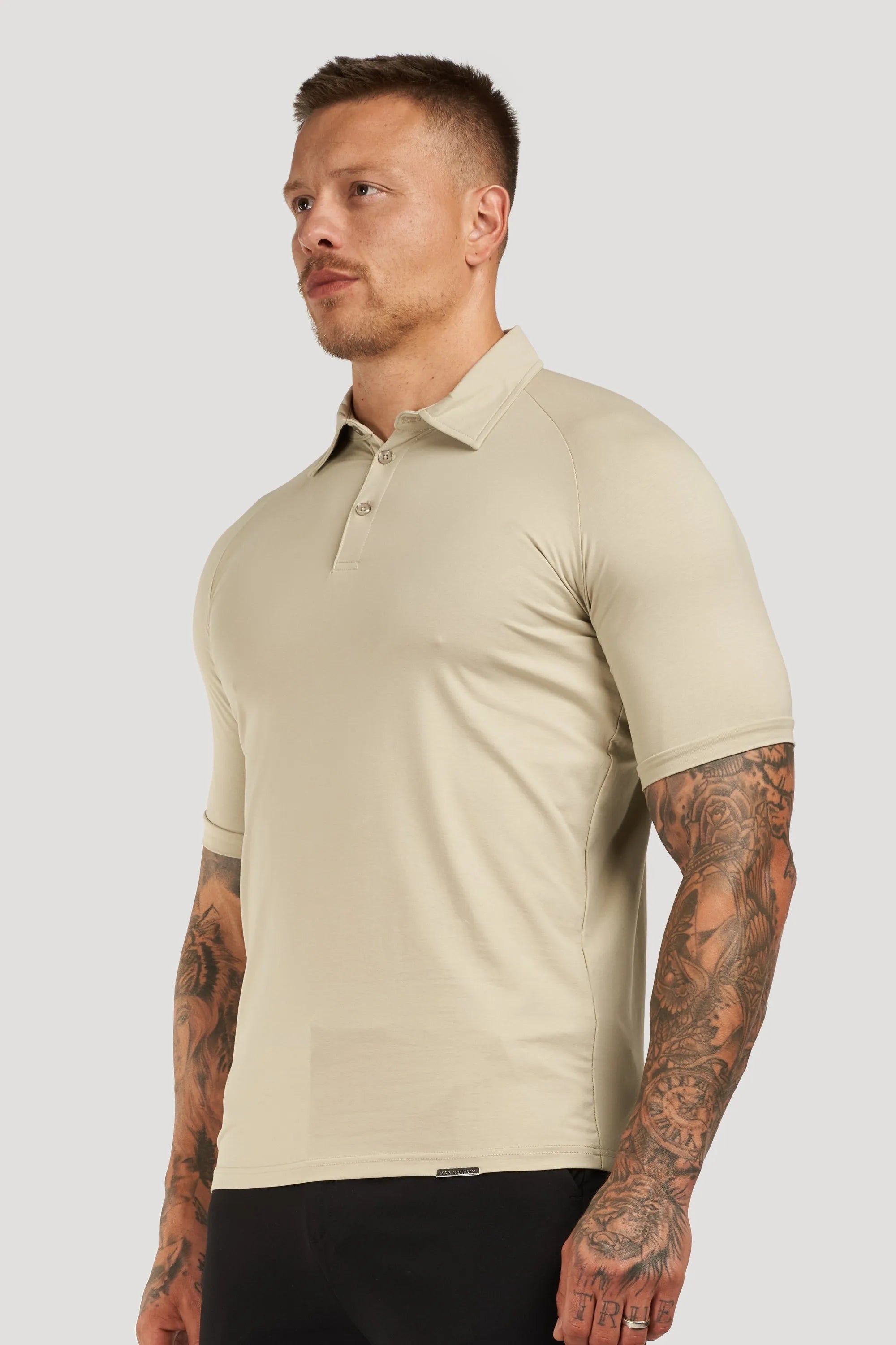 THE MUSCLE BUTTON POLO - PURE STONE - ICON. AMSTERDAM