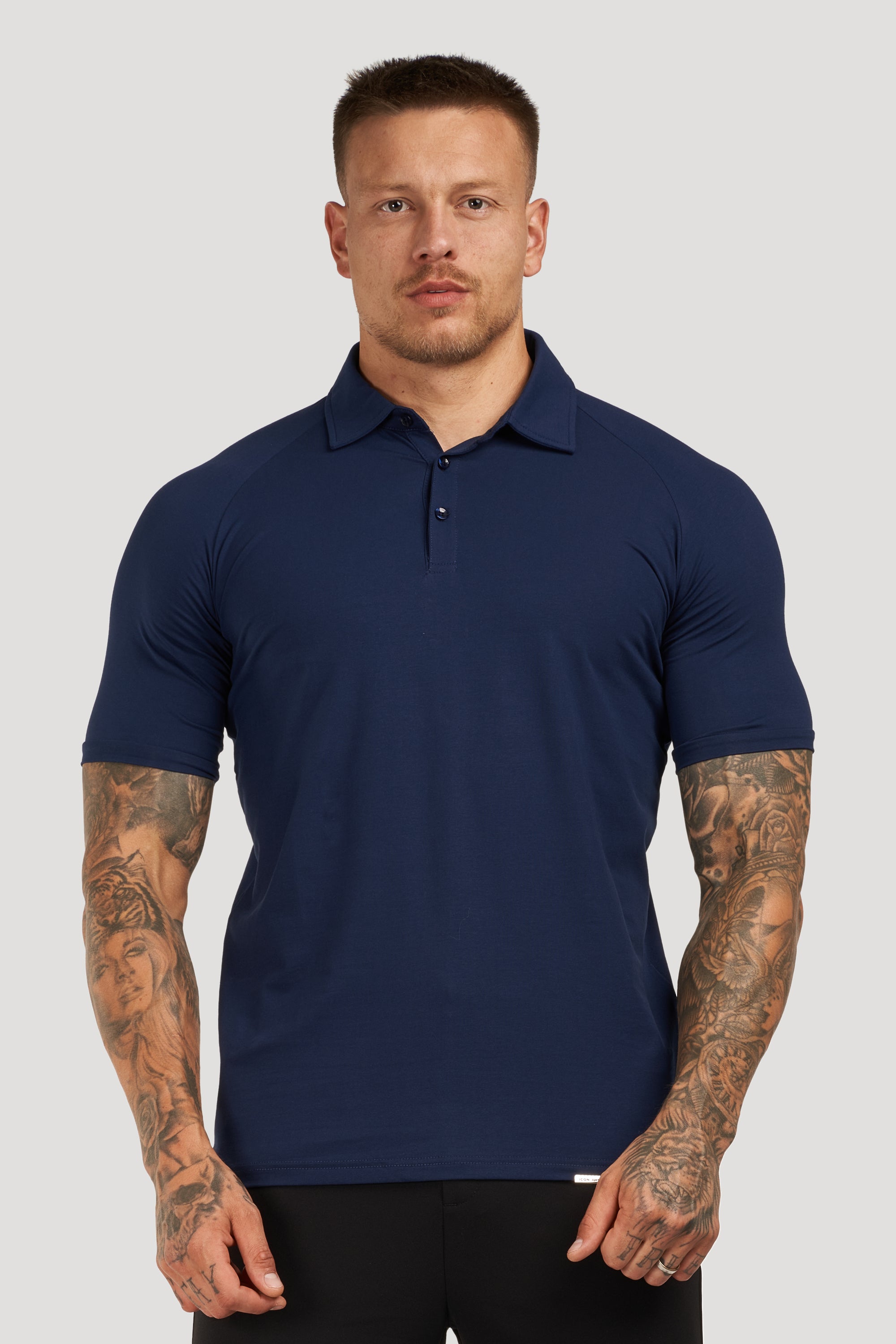 THE MUSCLE BUTTON POLO - AZUL OSCURO